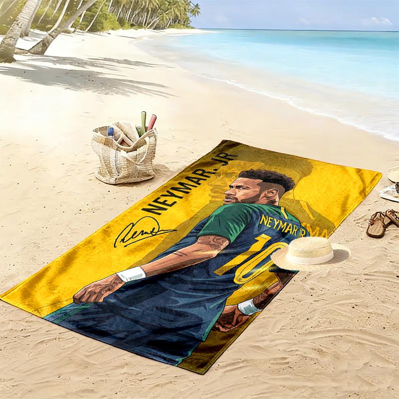 Asciugamano da Spiaggia con Stampa di Neymar, Asciugamano Grande Morbido ad Asciugatura Rapida per Spiaggia Campeggio Nuoto