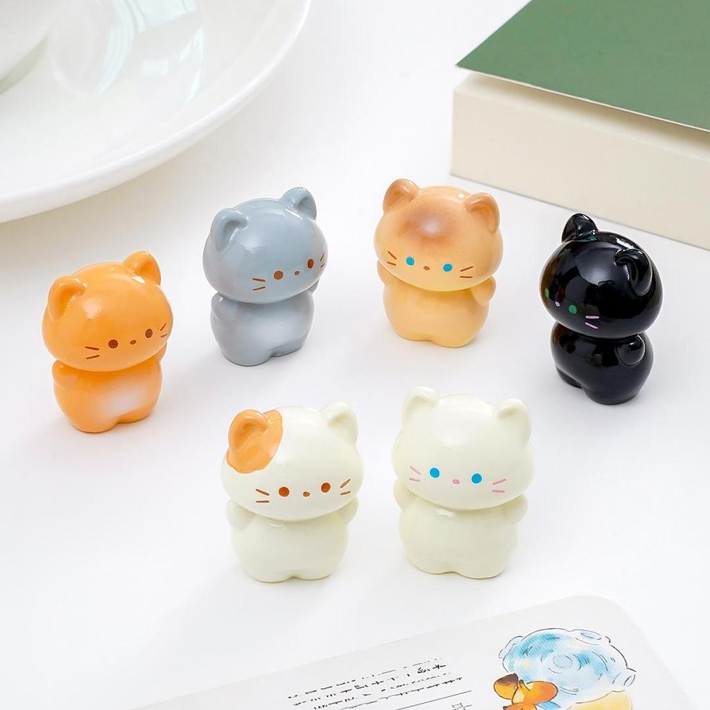 6Pcs/set Cartoon Mini Cat Animal Miniatures Resin Ornaments Fairy Garden Decoration Moss Terrarium Micro Landscape