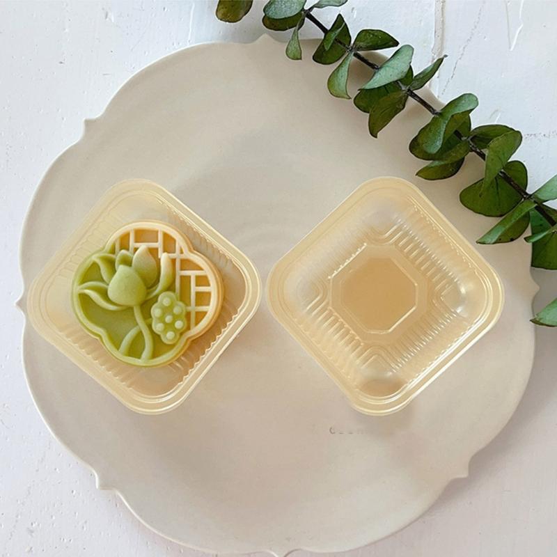 Ergonomic Handle Stamp Set Durable Mooncake Molds Lotusflower Shaped ABS Material Perfect Gift for Pastry Enthusiasts