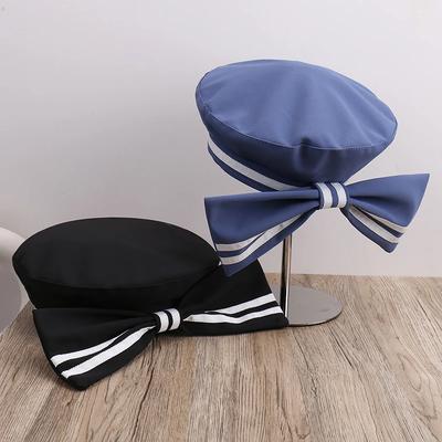 Süße Baskenmütze Damen Frühling Herbst Vintage Studenten Matrosenmütze Künstlerhut Trendy Flache Oberseite Ohne Krempe ex Ausgehmütze