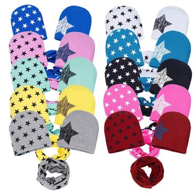 3PC Toddler Baby Autumn Winter Hat Cap Stars Prints Hats Kids Scarf Collars Sets