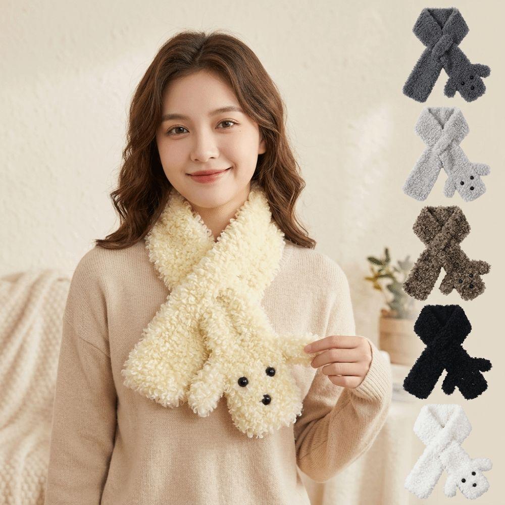 Curly Texture Plush Neck Warmer Faux Rabbit Fur Fashion Neck Scarf  Winter Outfit Styling