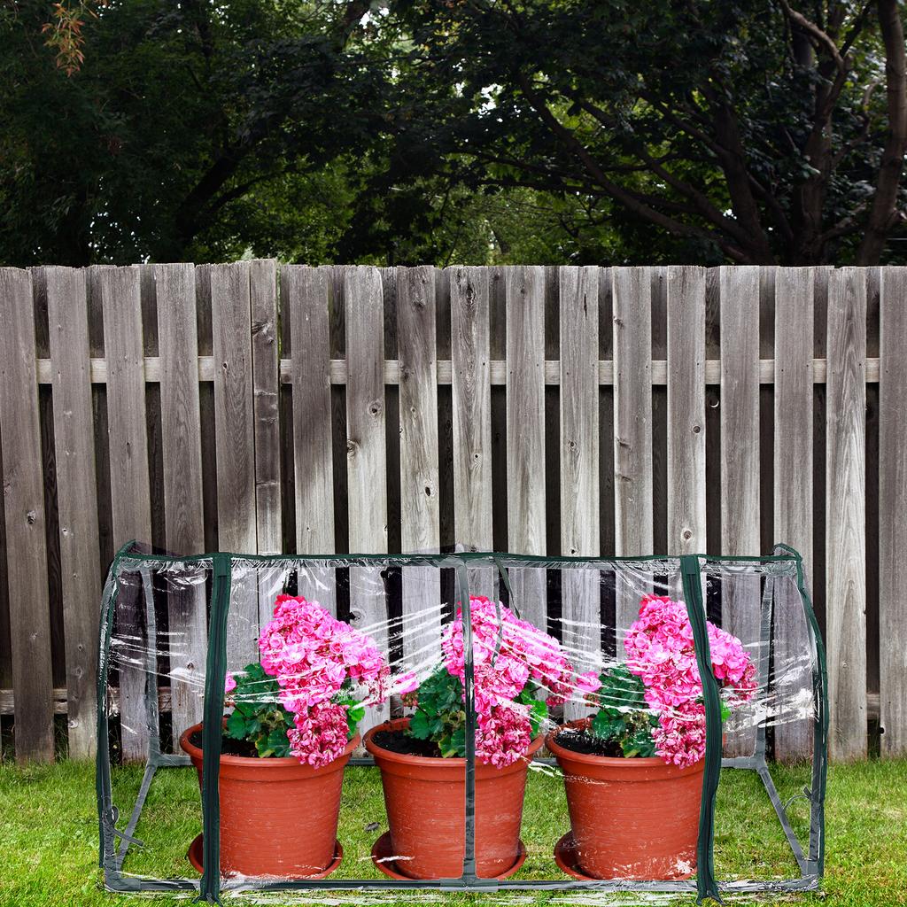 120x60x48cm Kashoes Warm Plastic Folie Warm Huis Regenbestendige Buitenhoes voor Tuinplanten met 2 Ritsen