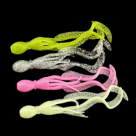 10Pcs 11CM/4.2G Luminous Soft Octopus Bait Colorful TPE Glow-in-the-dark Realistic Bionic Artificial Squid Lure Saltwater Freshwater Trolling