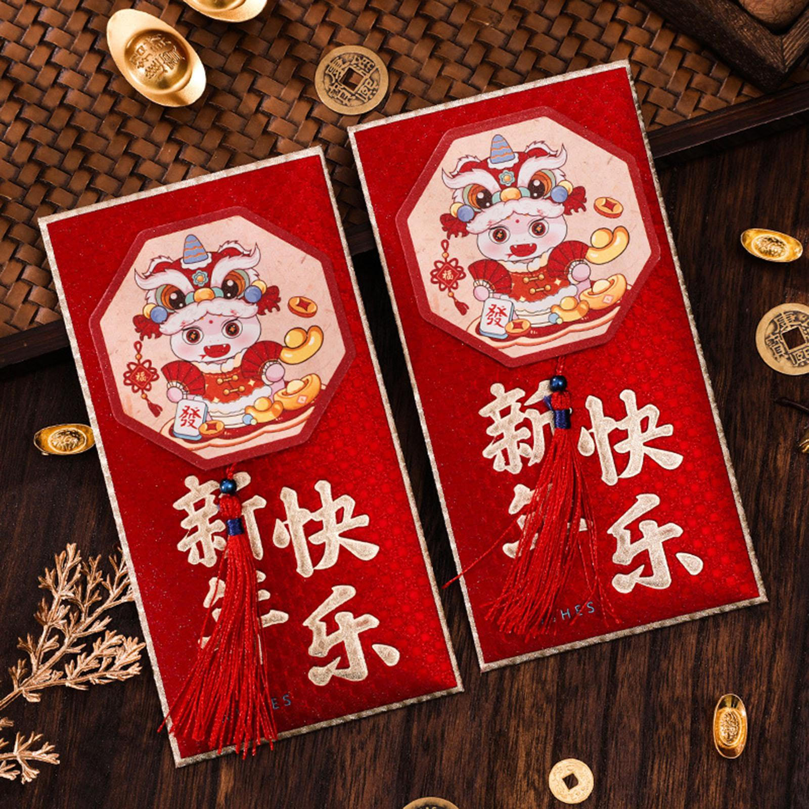 

2 шт. Китайский лунный год красные конверты пакеты пожелания подарки большие Happy New Year