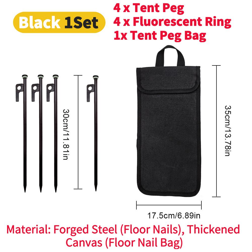 Camping Tent Legs and Hammer Sets Tent Stakes Pegging Ground Nails 30cm Length with Storage Bag Outdoor Camper Tourist Supplies