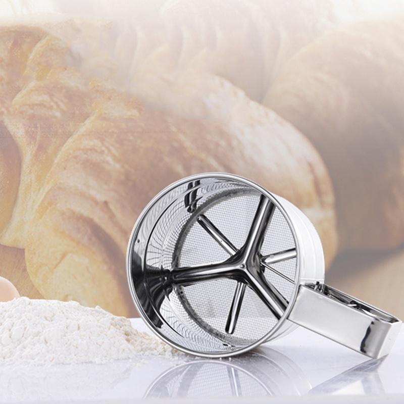 1 pcs Cup Shape Flour Sieve Stainless Steel Mesh Flour Sifter Mechanical Baking Icing Sugar Shaker S
