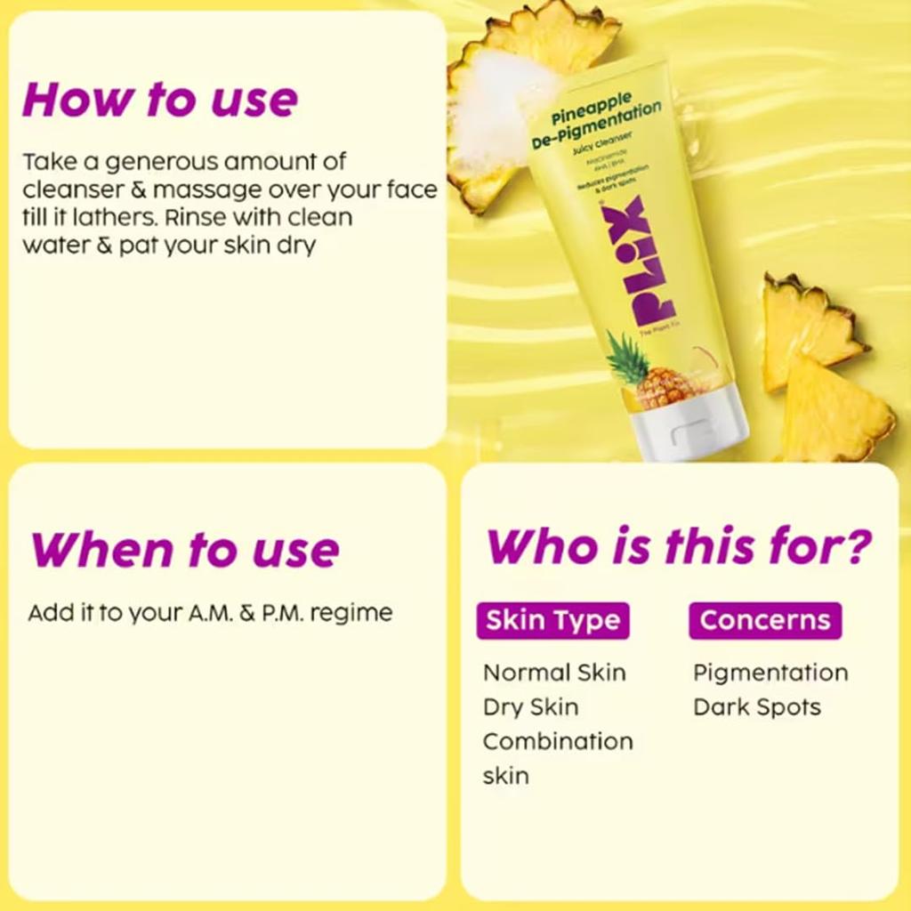 PLIX The Plant Fix 5% Ananas Succoso Mini Detergente Viso Per Illuminare Uniformare il Tono Detergente Delicato Esfoliante 50 Ml