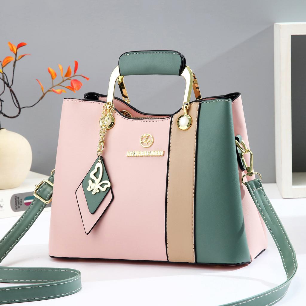 New Fashion Korean Style Color Block Women Handbag All Match Portable Single Shoulder Crossbody Daily Casual Purse