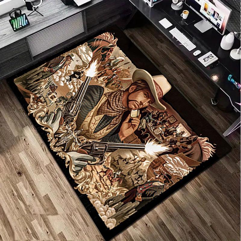 1Pc Cowboy Print Rug - home decoration Carpet For Living Room Bedroom Flooring Computer Chair Area Rug