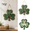 St Patricks Day Gift for Home St. Patrick's Wooden Clover Door Sign with Hemp Rope, Rustic Double Layer Shamrock Hanging House Decor Artificial