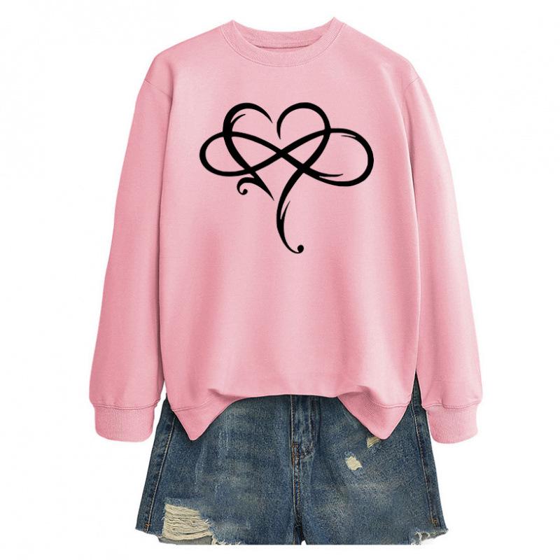 Valentine's Day Women's Retro Heart Print Long Sleeve Casual Round Neck Sweatshirt