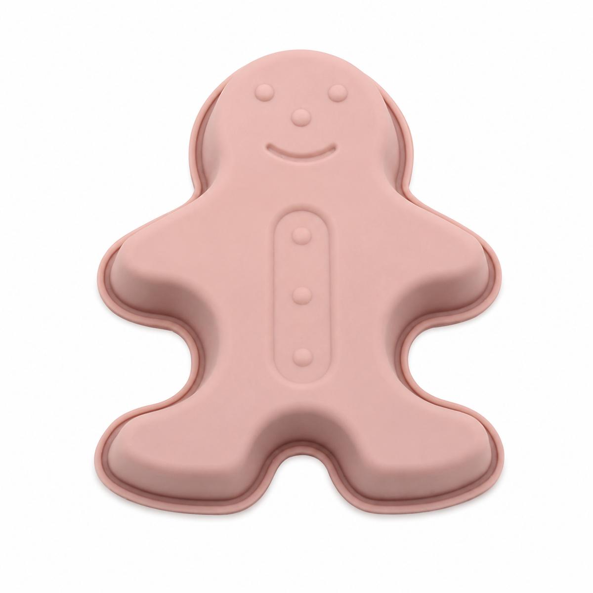 Gingerbread Silicone Mold Pink Reusable Cake Mousse Baking Form for Christmas DIY Desserts and Frozen Treats розовый