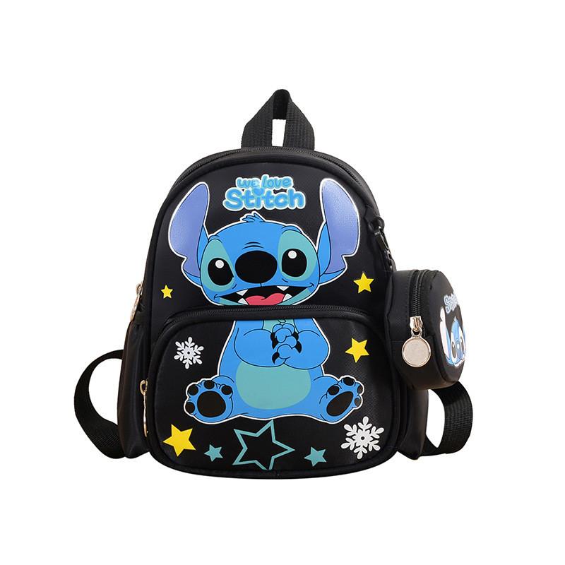 

Kids Cartoon Stitch Backpack With Air Cushion Straps For School Travel Black