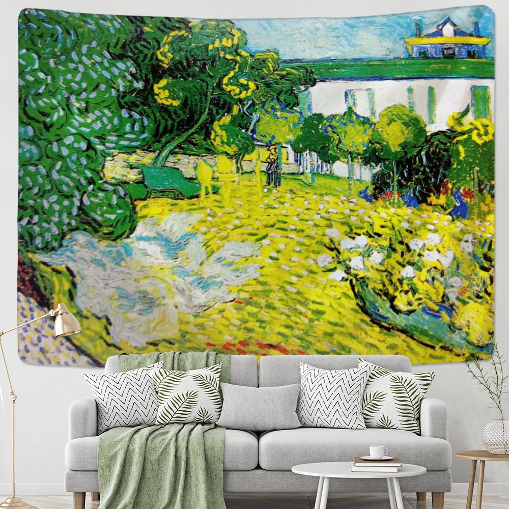 Wandteppich mit berühmtem Van Gogh-Druck, Decke, Wandbehang, Stern, Mond, Nacht, Wandteppich, dekorative Decke, Stoff, Schlafzimmer, 200 x 150 cm, groß