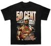 50 Cent Unisex Black Cotton TShirt Vintage Streetwear Retro Hip Hop Style