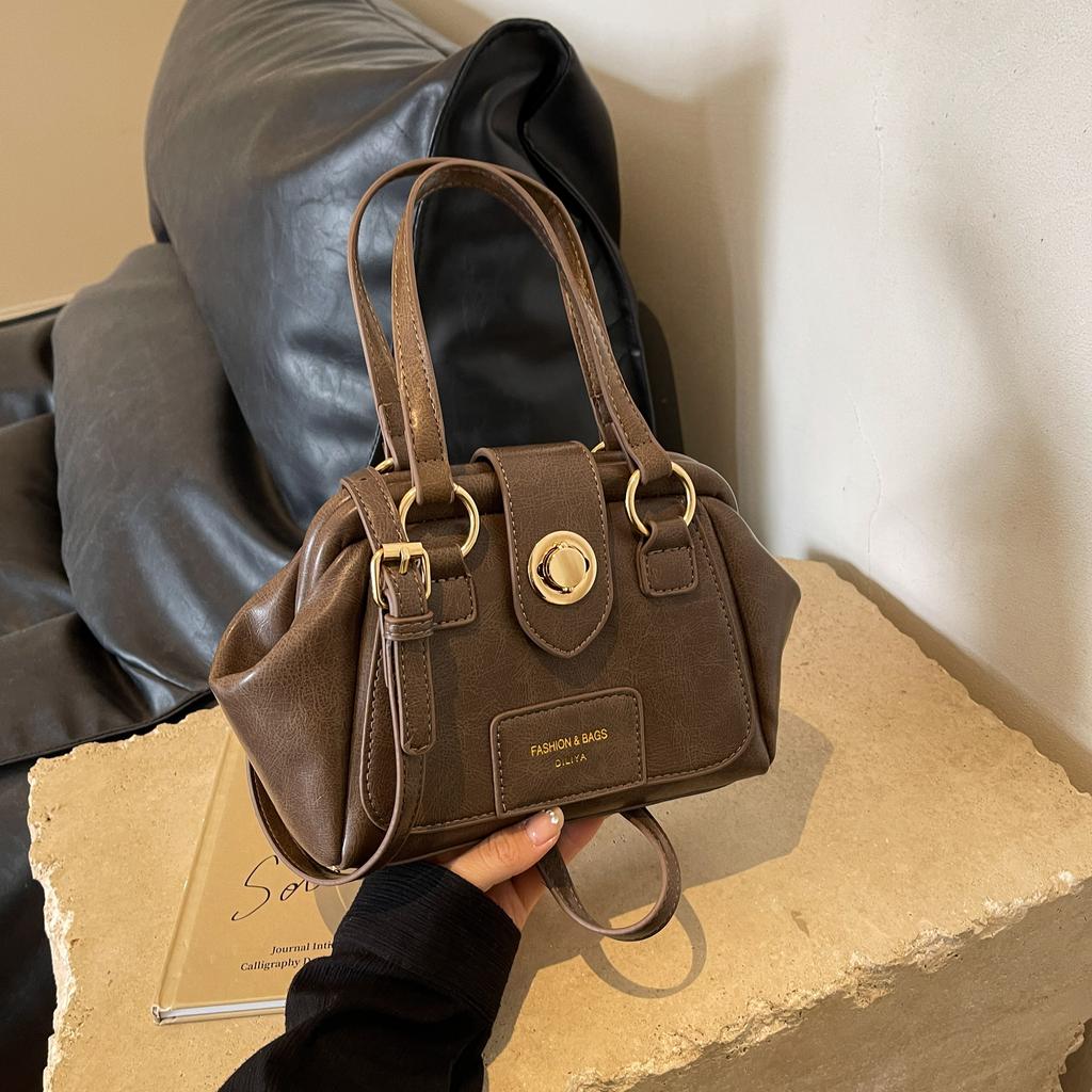 Pure Color Superior Feeling Fashion Clip-on Handbag with All Kinds of Ladies Tote Bag High-capacity Boston Bag
