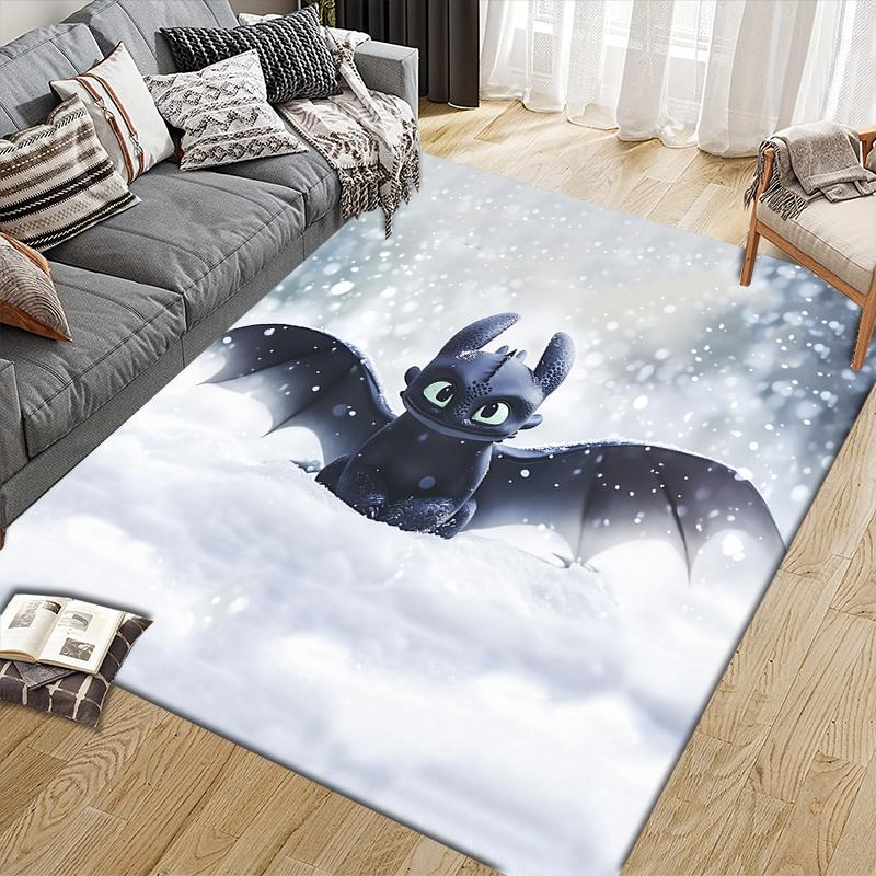 Tappeto Quadrato Carino Stile Toothless, Tappetino Antiscivolo per Camera da Letto, Regalo Perfetto per i Fan.chl
