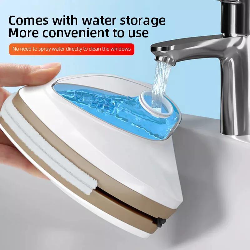 Magnetic Window Cleaner Brush Double-Side Automatic Water Discharge Wiper Glass Window Brush High Rise Outside Window Cleaner