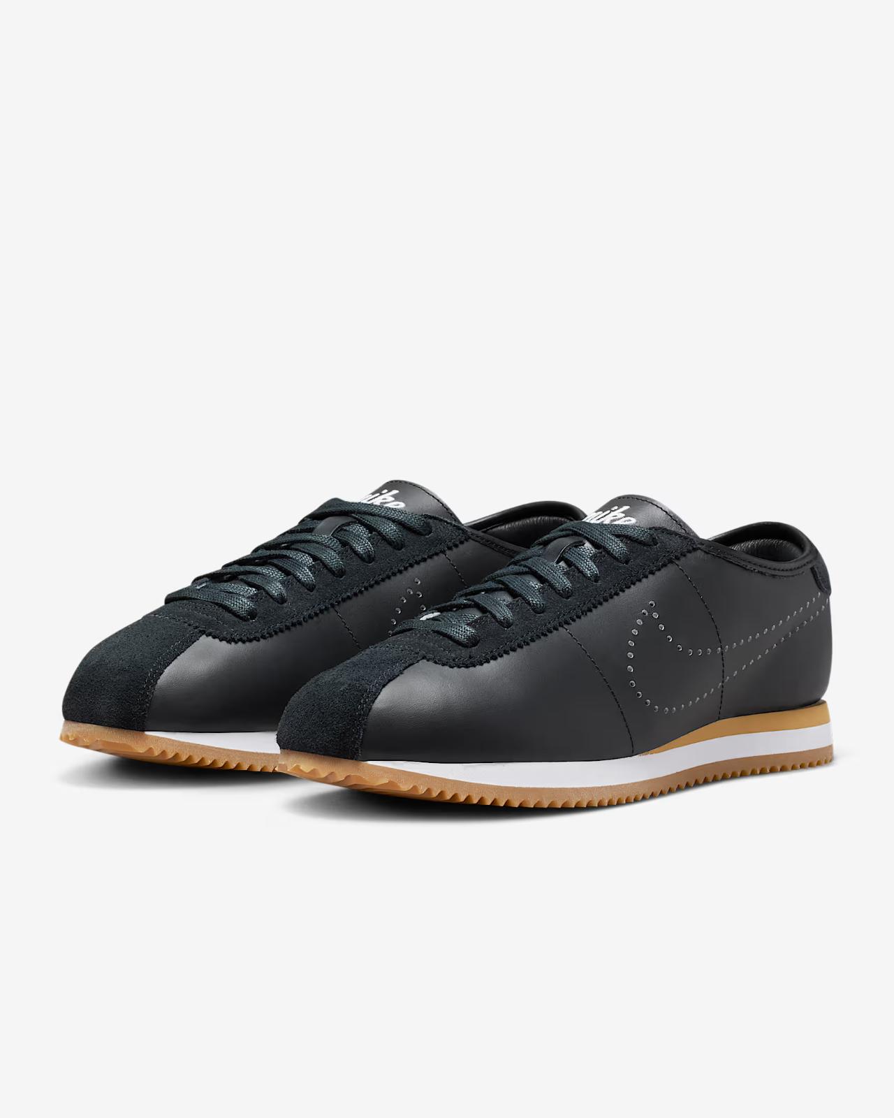 HQ1841-002 Nike Cortez Кожаные Черно-белые с резиновой подошвой Перфорированный Свуш (Женский) 8.5W