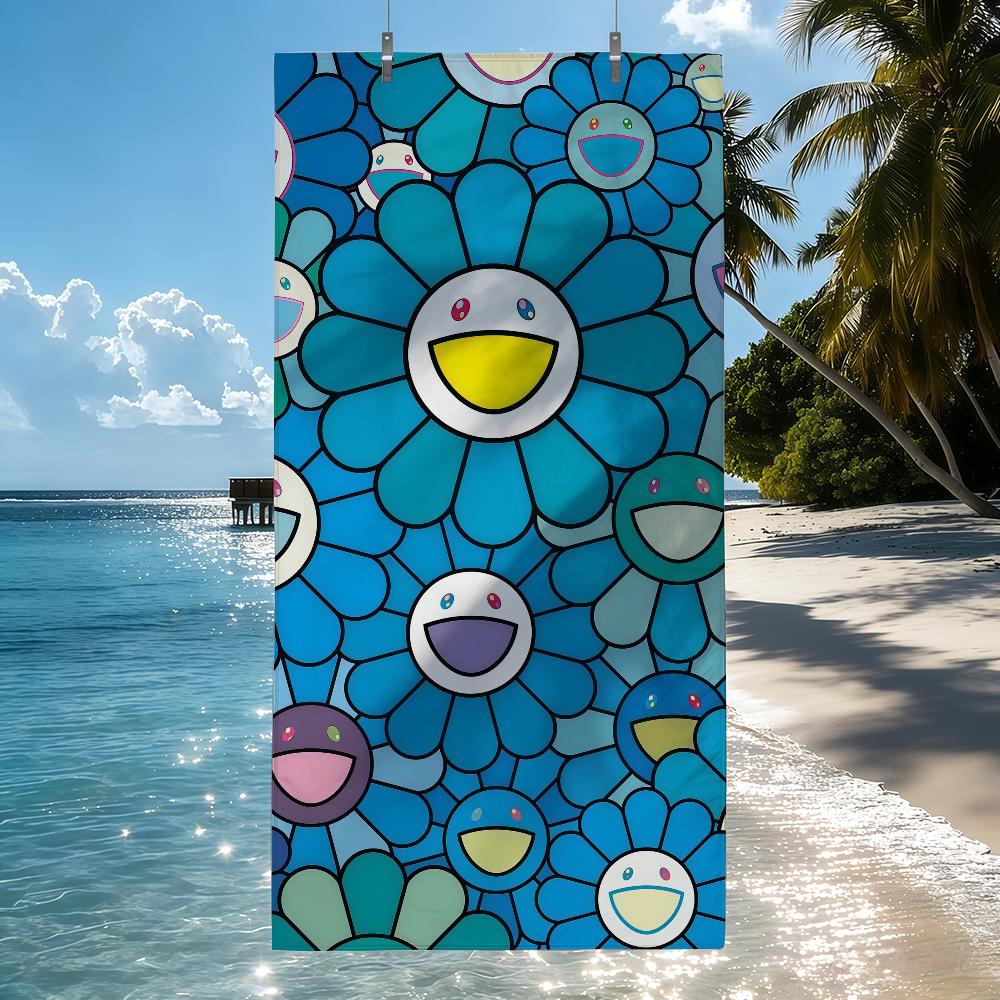 Art M-MurakamiES Flower T-Takashi Towel Quick Drying Beach Towels Are Suitable For Swimming Pools Camping Yoga And The Gym