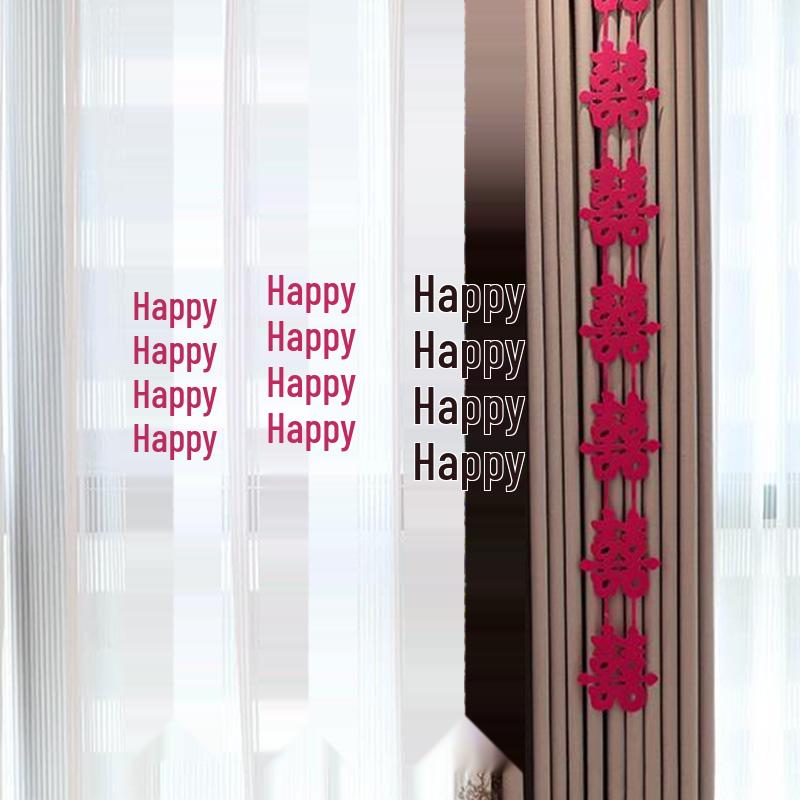Wedding Curtain Decor: Butterfly Pull Flowers & Double Happiness Strip for New Home or Bedroom