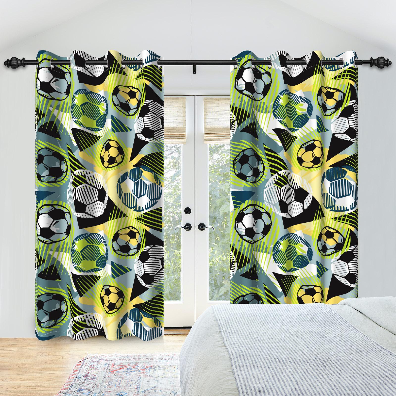 

2 шт./компл. Спортивная футбольная тематика Занавеска для окна Трава стадиона Мальчики Игра с мячом Декор для спальни гостиной Блэкаут Полиэстеровые шторы 50x140cm 2PCS&Grommet Top