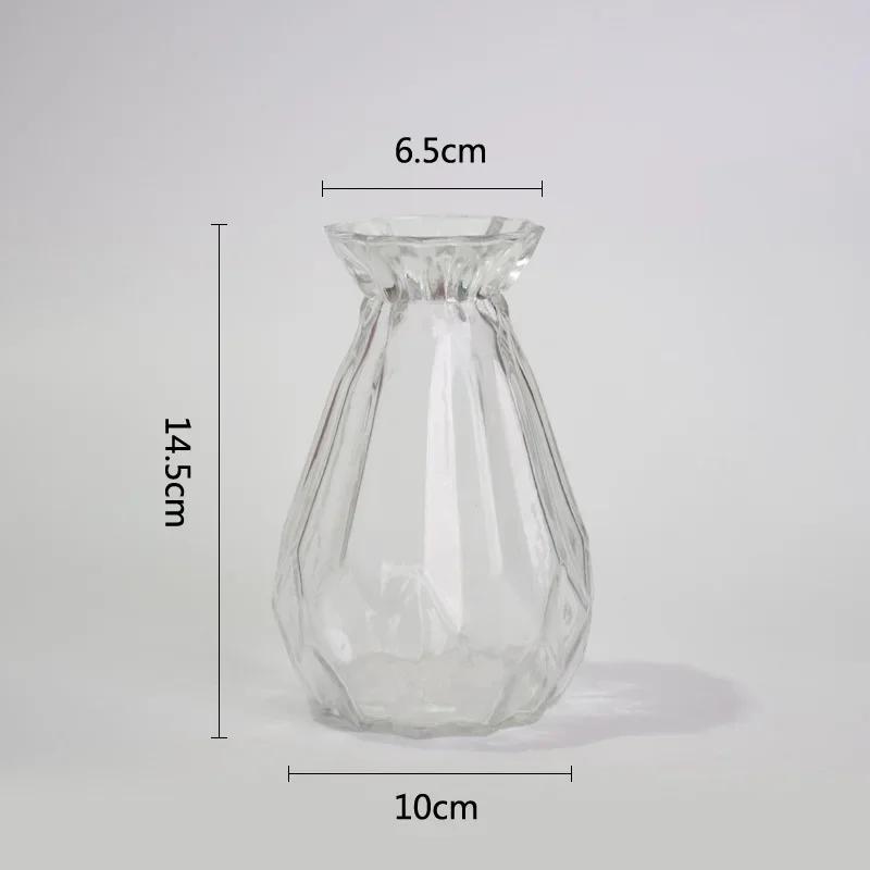 Váza ve tvaru diamantu, domácí dekorace, květina, váza v severském stylu, skleněný květináč, dekorace vázy pro domácí kancelář, suchá květinová váza