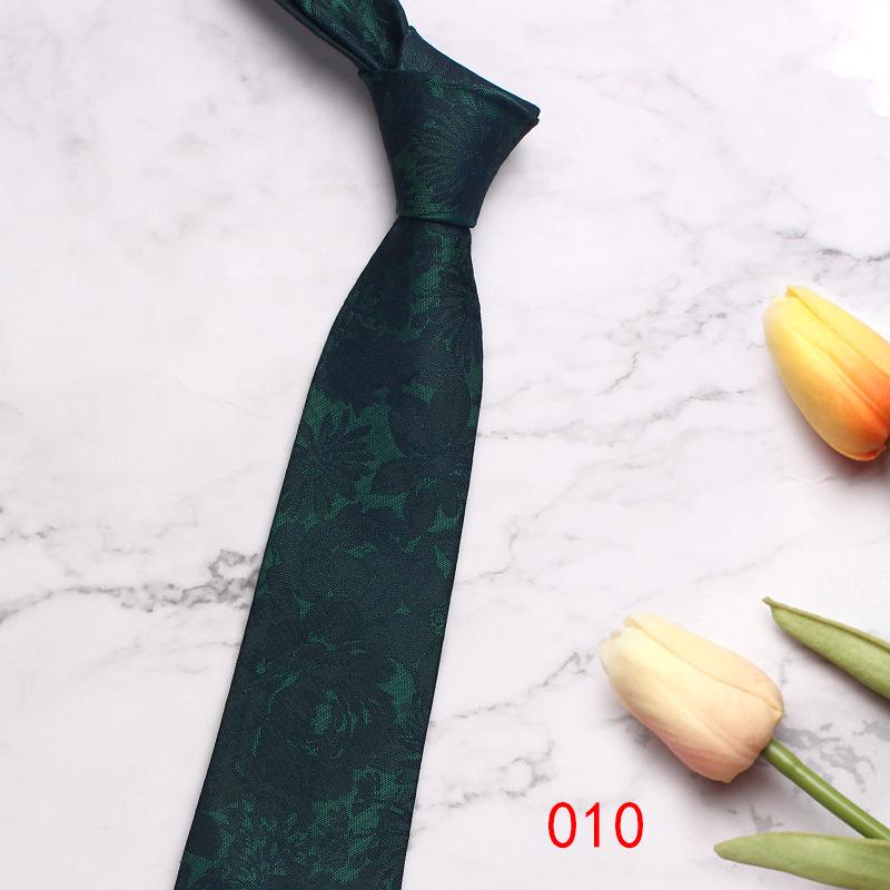 Green Series Business Tie Men'S Retro Striped Cashew Flower Polyester Silk Hand Tie