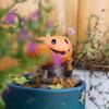 Pumpkin Head Scarecrow Figurine Fishing Scarecrow Sculpture Halloween Decor Pumpkin Statue for Fish Tank Aquarium Pond