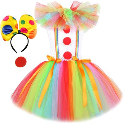 Rainbow Collar Clown Skirt Children's Show Party Dress Princess Skirts