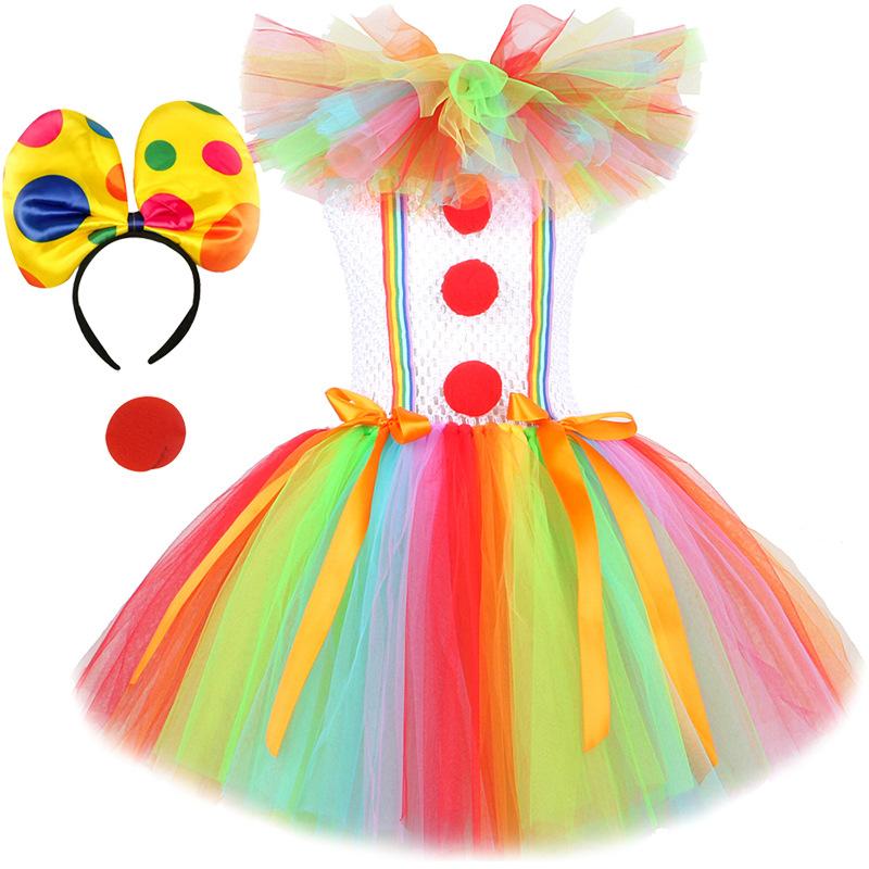 Rainbow Collar Clown Cosplay Skirt Children's Show Party Dress Princess TUTU Skirts