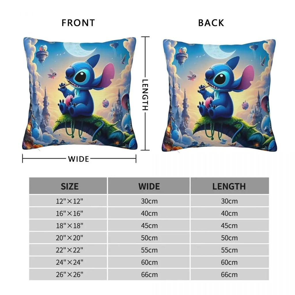 Cute Stitch Fantasy Scene Pillowcase Printed Fabric Cushion Cover Cartoon Throw Pillow Case Cover Home Square 40*40cm