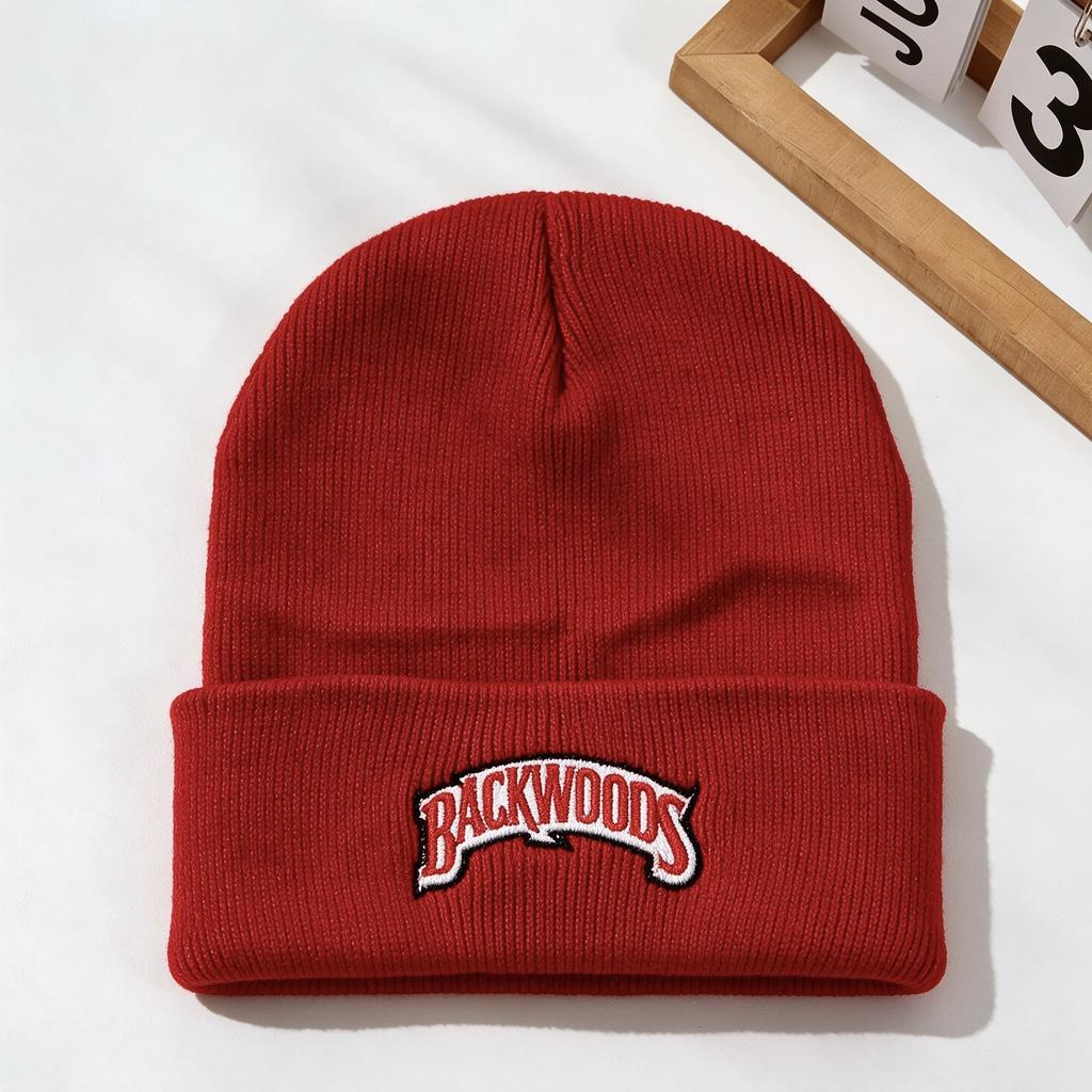 Autumn and Winter Embroidery Pullover Hat Alphabet Knitted Hat Backwoods Couple Warm Cold Hat American Versatile Wool Hat