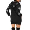 Women's Christmas Print Long-Sleeved Hooded Pocket Pullover Dress