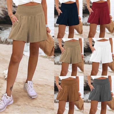 Women Elastic High Waist Hot Pants Ladies Summer Cotton Fashion Casual Holiday Shorts Plus Size