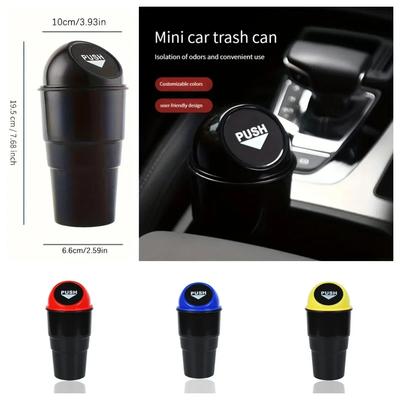 Car Garbage Can Bin with Lid, Leakproof Vehicle Automotive Cup Holder Car Trash Can, Small Trash Bin for Automotive Accessories