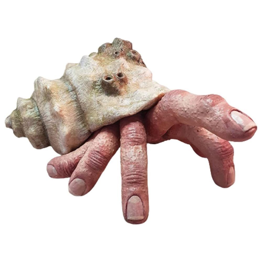 Realistic Resin Finger Crab Simulation Colorful Parasitic Finger Crab Conch Shell Snail Hermit Crab Toys Autism