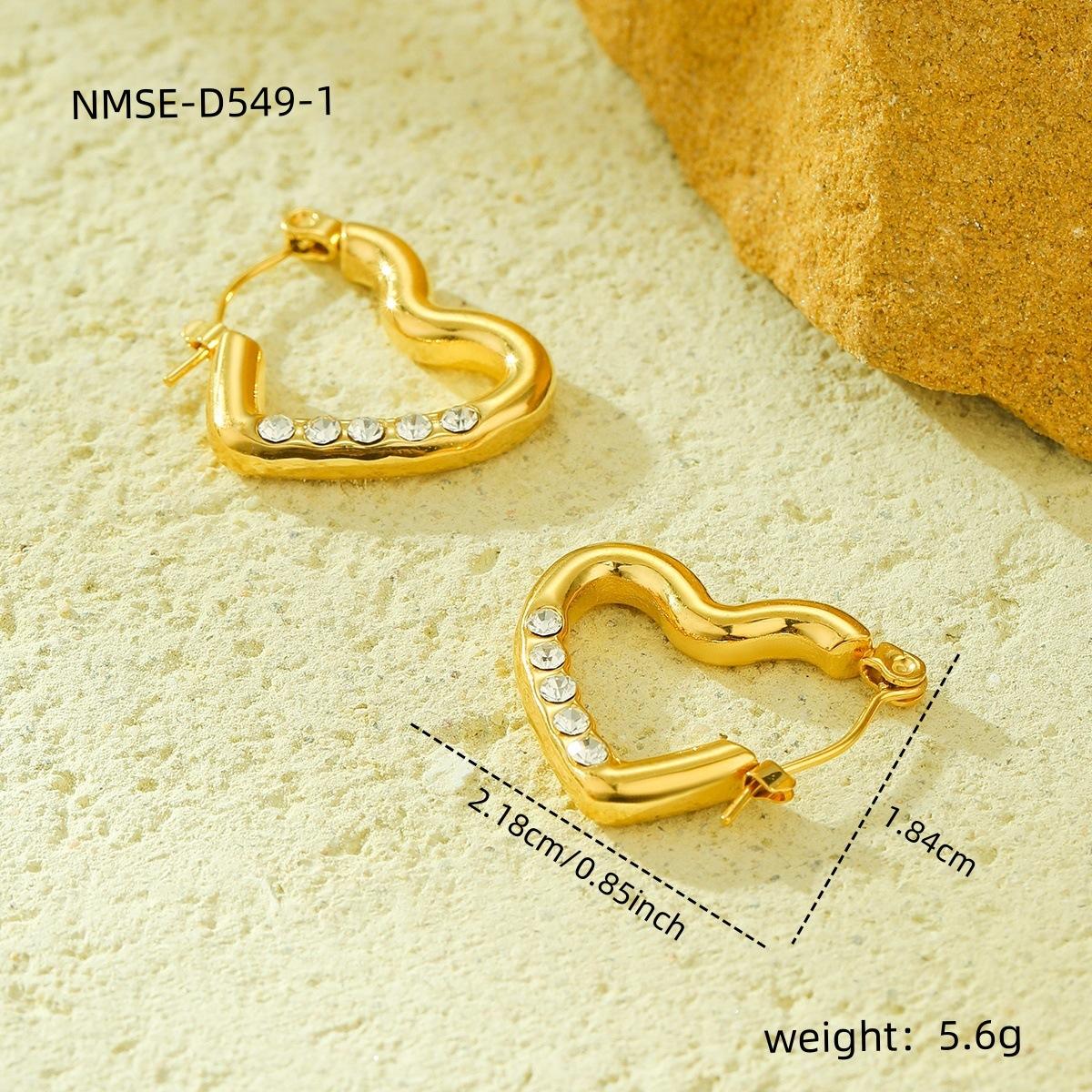 GEMCHIC Women s 18k Gold Plated Stainless Steel Heart Shaped Open Earrings with Rhinestones Fashion Elegant Jewelry