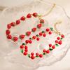 HECHENG,Fashion Sweet Strawberry Red Cherry Drip Oil Bracelet Women's Fruit Department Cute Bracelet Party Gift