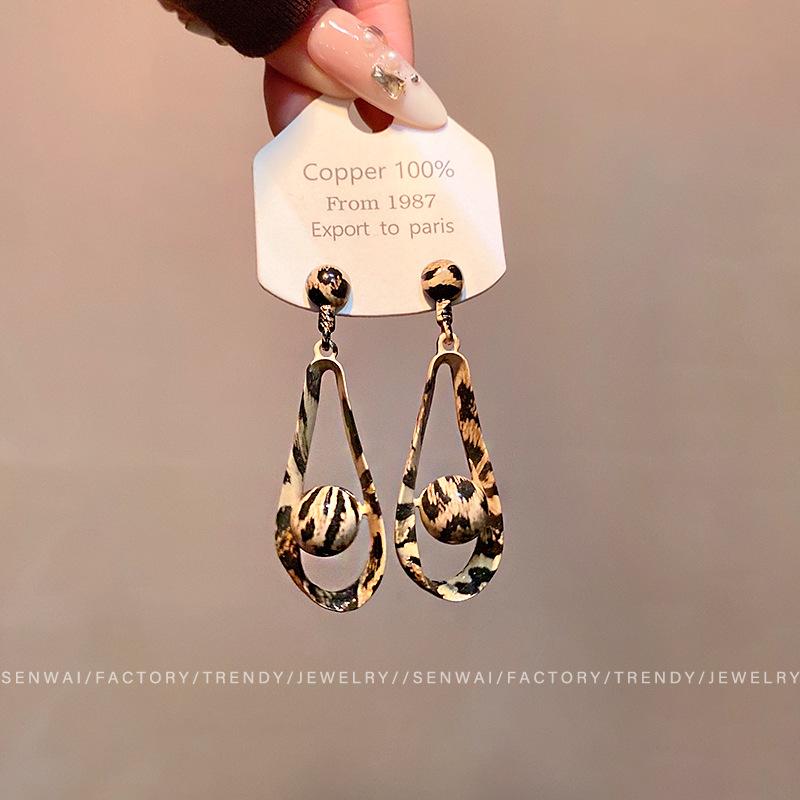 Преувеличенные серьги-капли с леопардовым принтом, женские уникальные длинные большие серьги, ретро серьги
