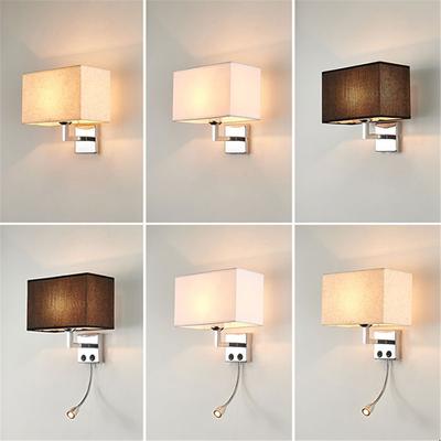 Moderne minimalistische Wandleuchten Wohnzimmer Schlafzimmer Nachttisch E27 LED-Beleuchtung mit rechteckiger Textur Schirm Dekoration