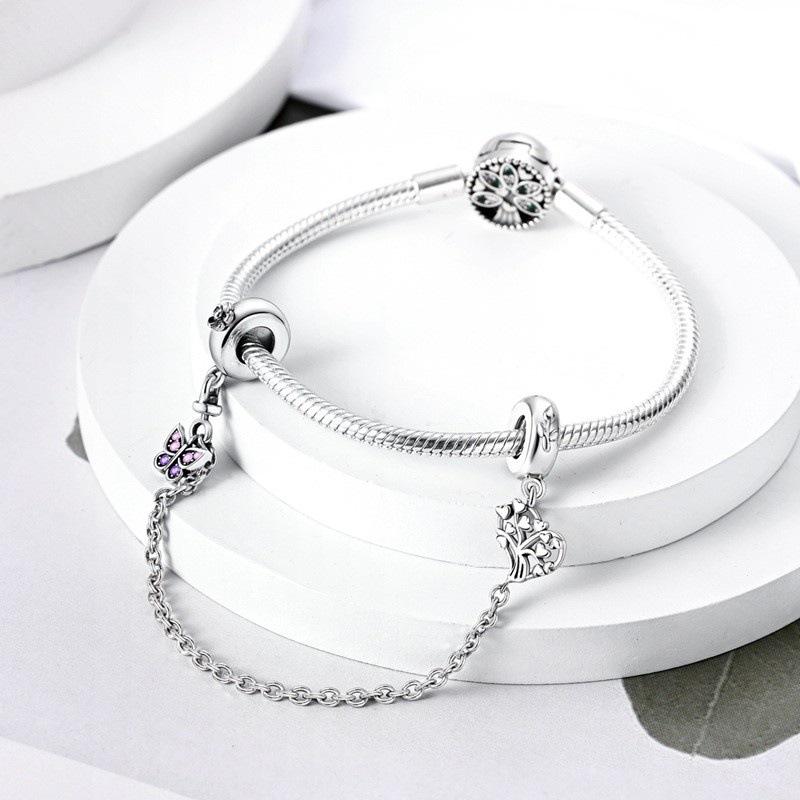 S925 Silver Flower Beaded Pendant Charm Jewelry Accessories for Bracelet Necklace DIY Craft Supplies