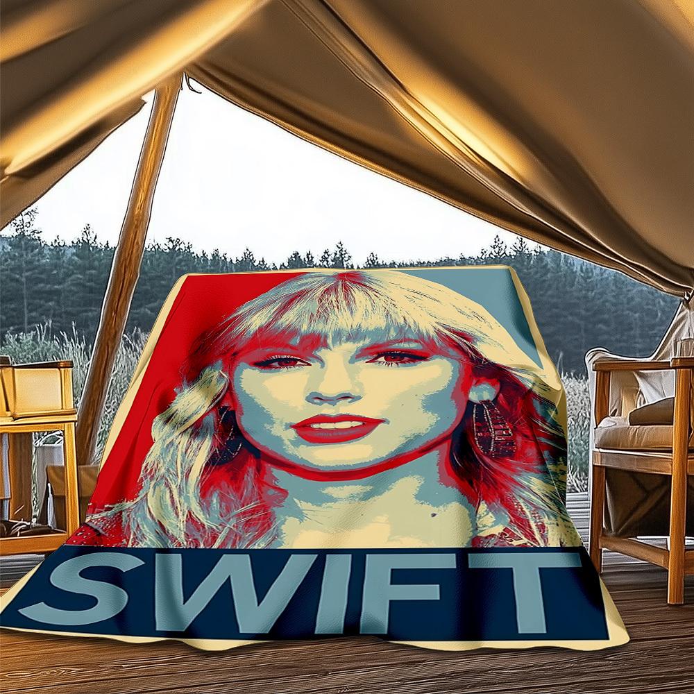 1 pezzo Coperta in Flanella da Esterno Taylor Swift, Accogliente & Calda Morbida Te Design Giocoso, Riposino Campeggio,