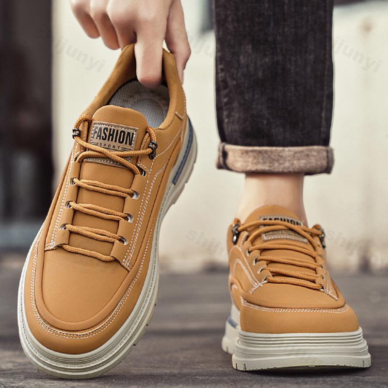 Fashion Men's Shoes Spring New Style Casual Boots 2025 Non Slip Wear-resistant Thick Soled Height Increasing Comfortable Outdoor Shoes