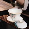 Lotus Charm Mutton Fat Jade Ceramic Tea Set