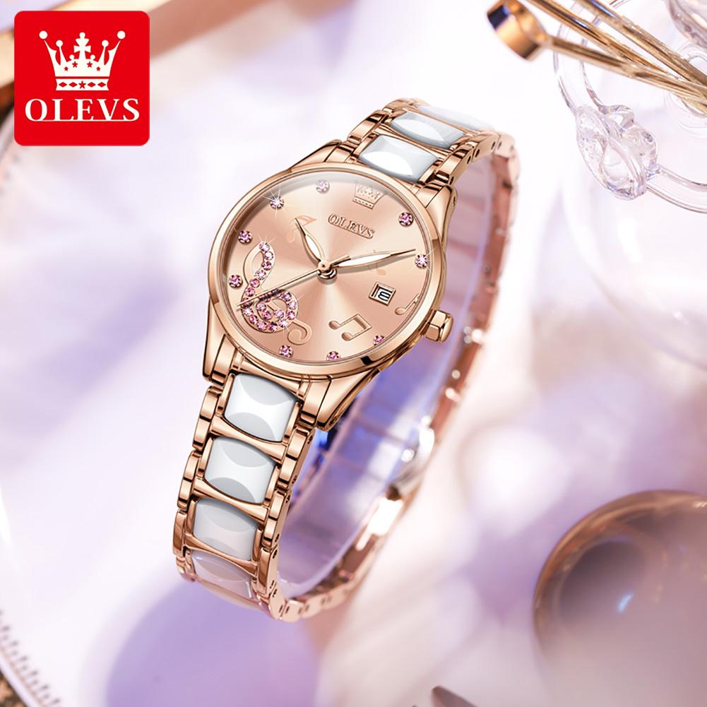 OLEVS Brand Ceramic Room Steel Strip Quartz Women's Watch 3605