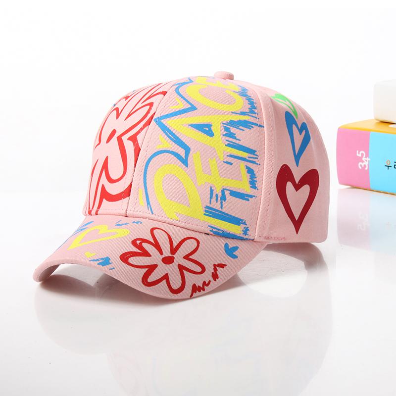 Fashion cotton Graffiti boy girl Baseball caps Children Printed snapback hat Kids Popular hip hop hat Cap hot sell