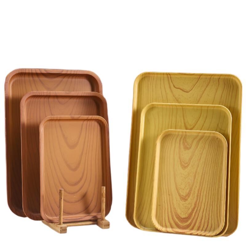 

Zt Faux Wood Grain Rectangular Serving Tray Set