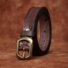 Women's Belt Retro Fashion and Personalized Emboss Leather Pin Buckle Pure Cowhide Korean Style Versatile Coarse Grain Jeans Belt Women